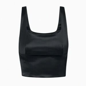 Aritzia Wilfred Shine Satin Bustier Black